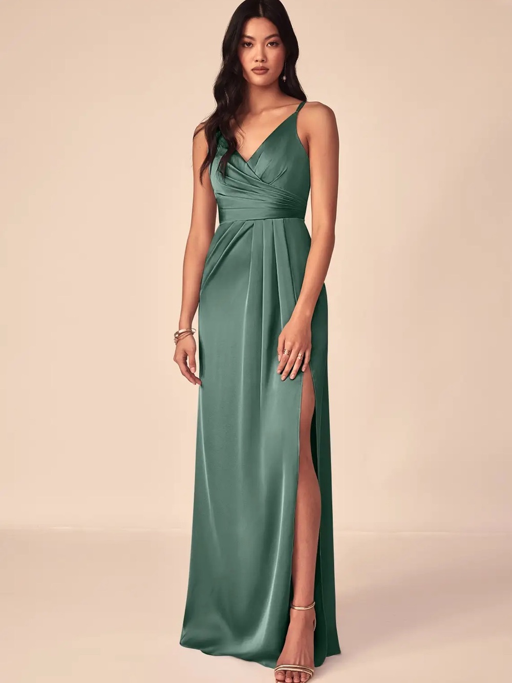 NWT Azazie 14 Aqua in Eucalyptus Stretch Satin Bridesmaid Dress